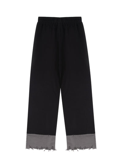 Black Destroyed Color Block Pant Black