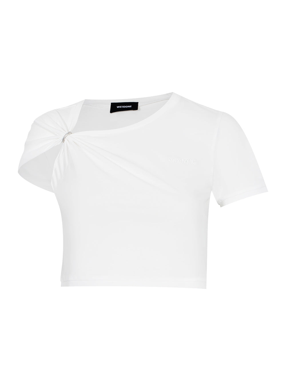 Cropped Gathered T-Shirt White