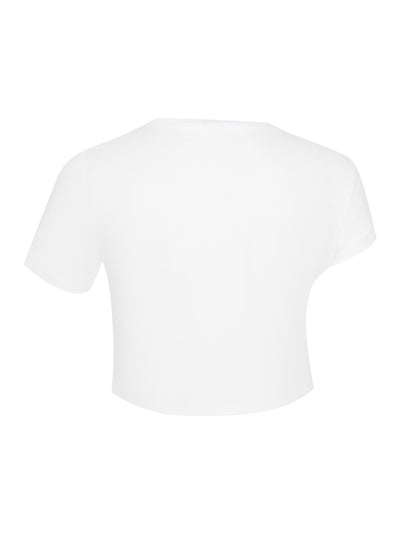 Cropped Gathered T-Shirt White