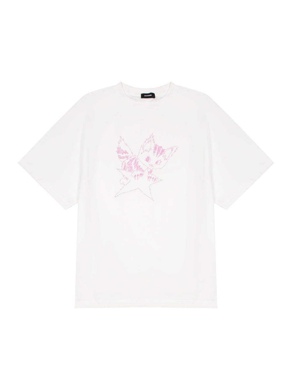 Monster Print Distressed T-Shirt Ivory