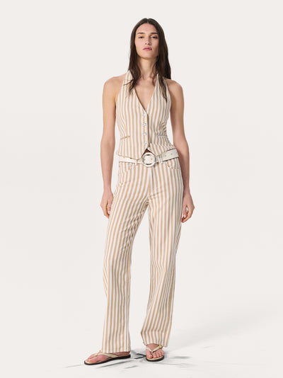 Shea Relaxed Straight Jean (Tan Stripe)