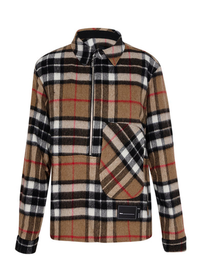 Check Anorak Wool Shirt (Camel)