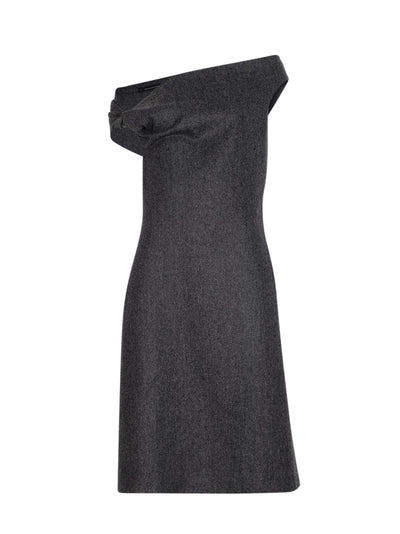 Twisted Shoulder Dress (Dark Grey)