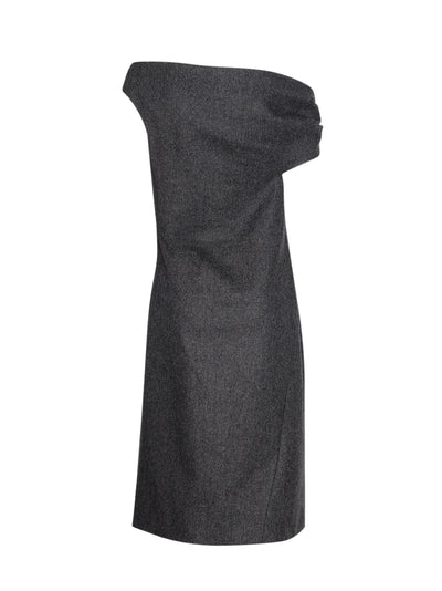 Twisted Shoulder Dress (Dark Grey)