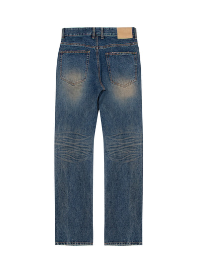 Distressed And Washed Denim Pants (Blue)