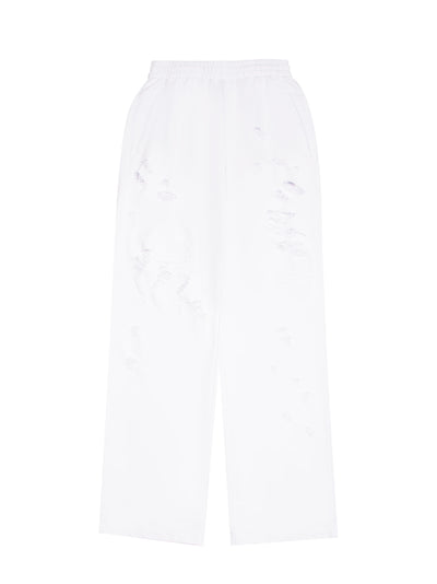 Distressed Jersey Pants (White)