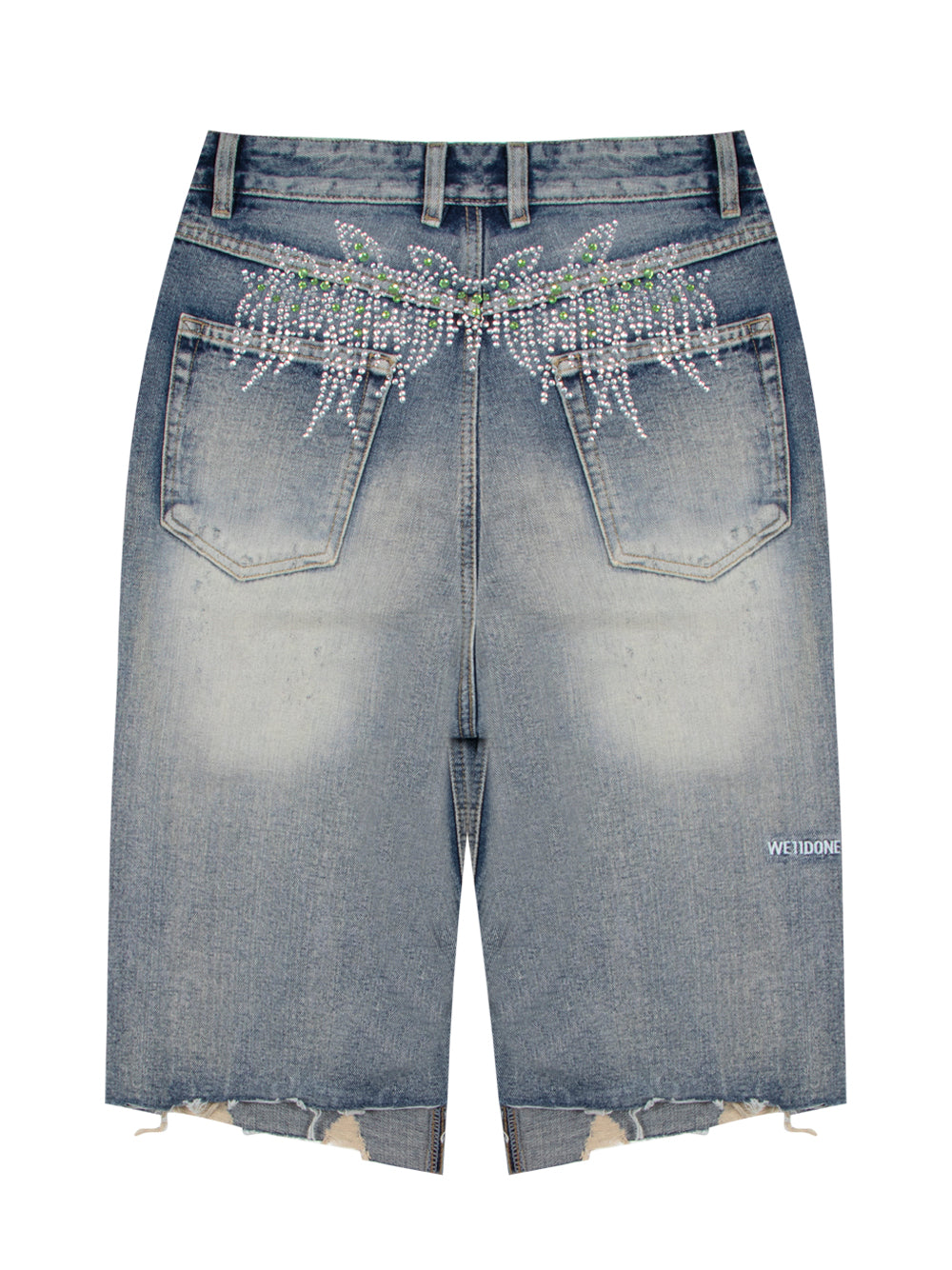 Rhinestone Denim Shorts (Sky)