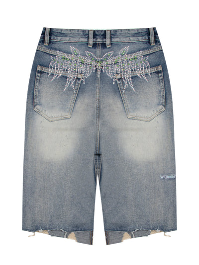 Rhinestone Denim Shorts (Sky)