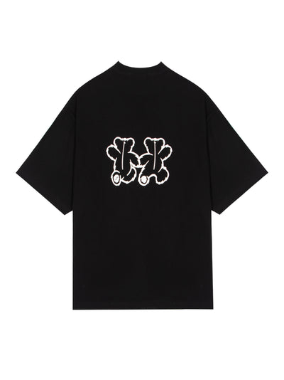 Black Teddy Bear Twins T-shirt Black