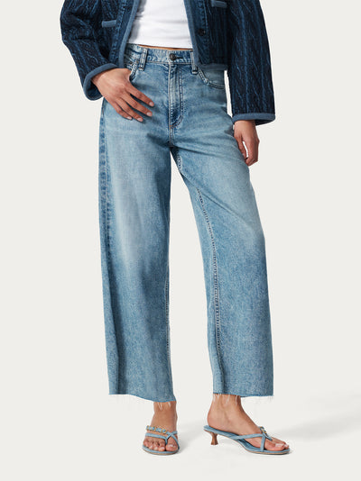 Sammie Buckle Kitten Heel (Light Wash Denim)