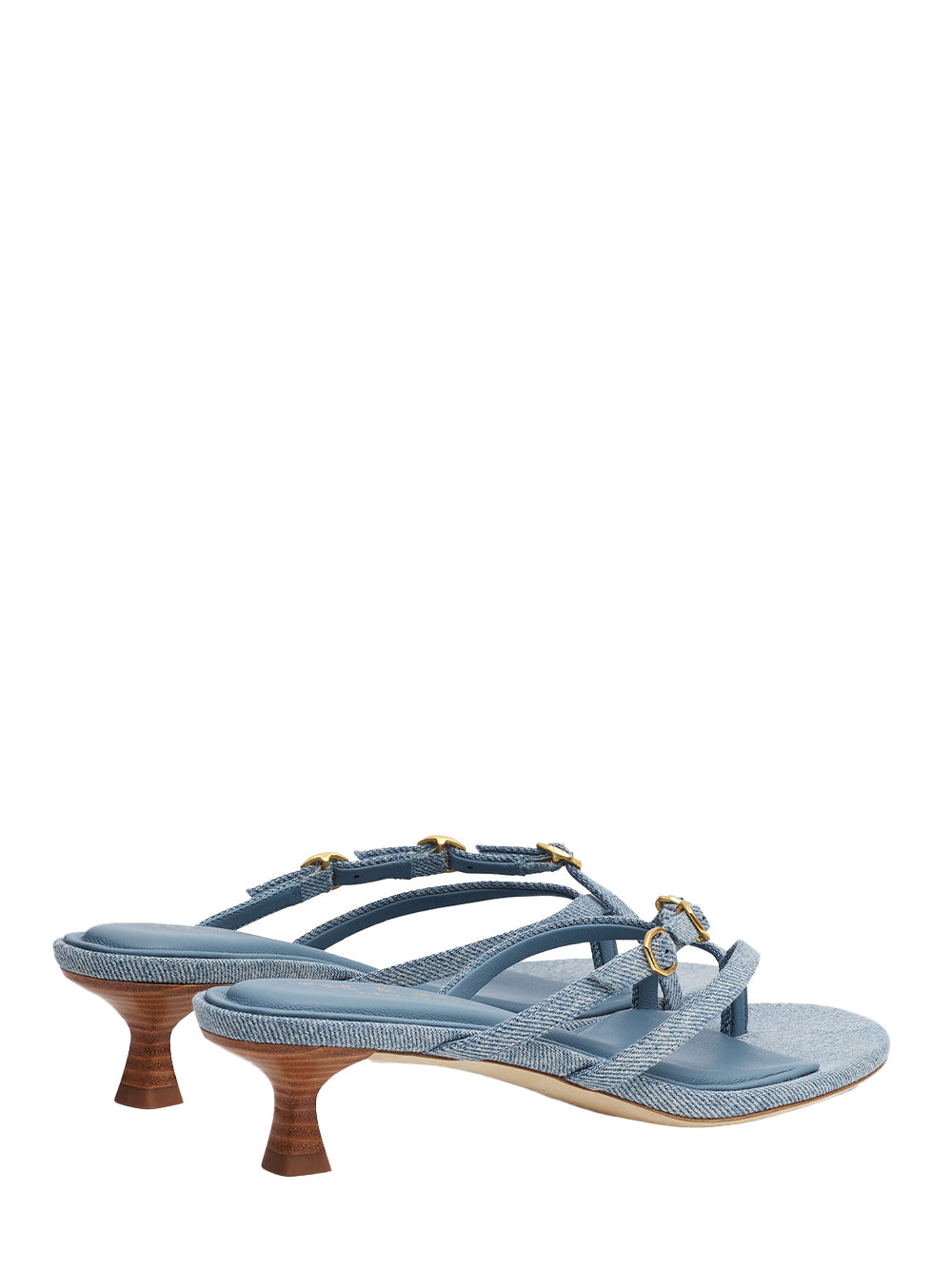 Sammie Buckle Kitten Heel (Light Wash Denim)