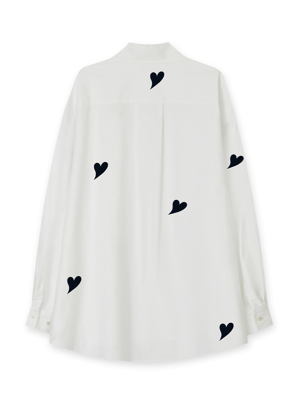 Heart Patched Oversized Shirt White