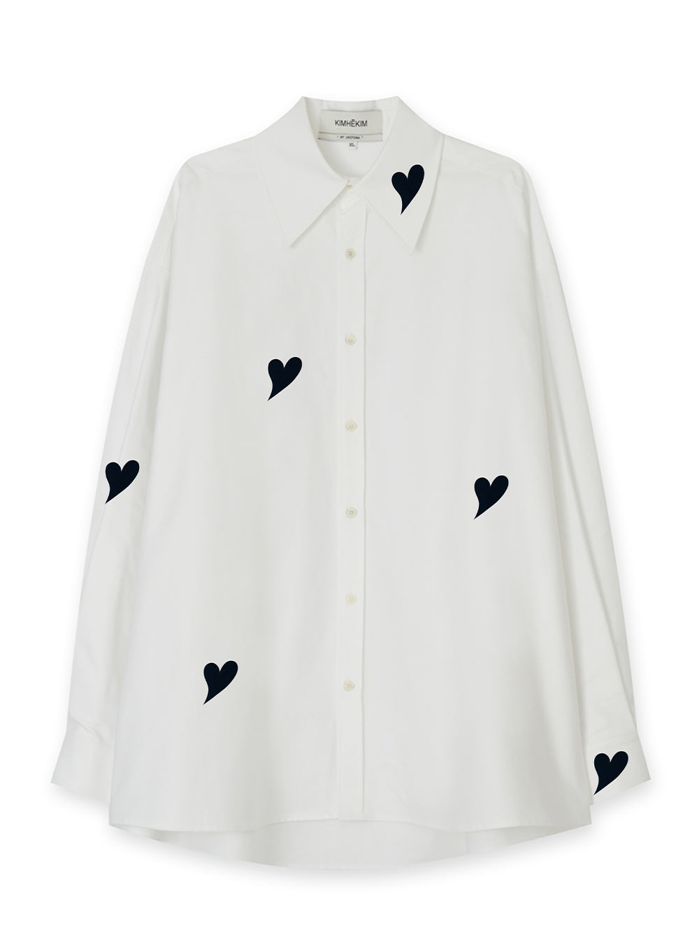 Heart Patched Oversized Shirt White