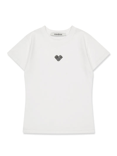 Heart Puzzle Stamped Slim Fit White