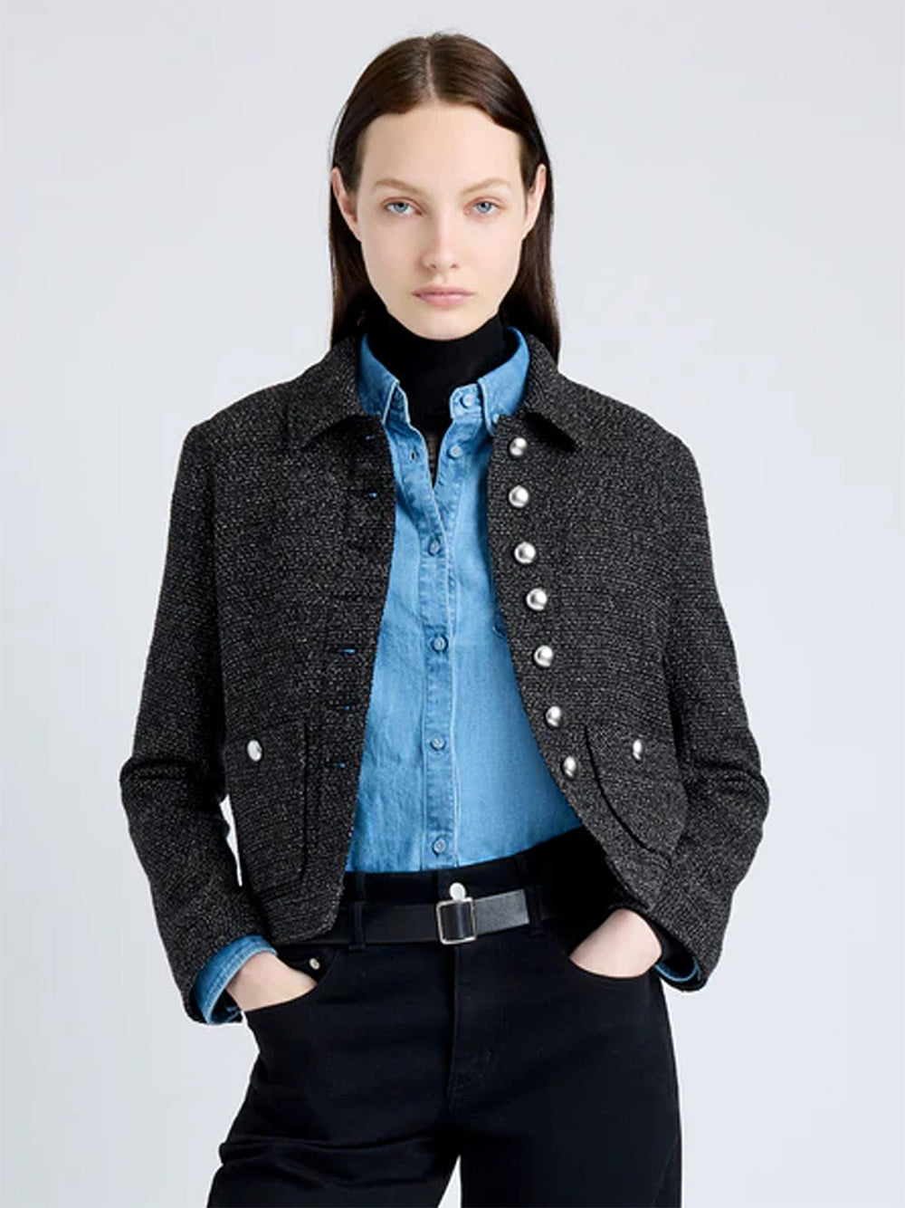 Marcella Jacket In Tweed Black/Alabaster