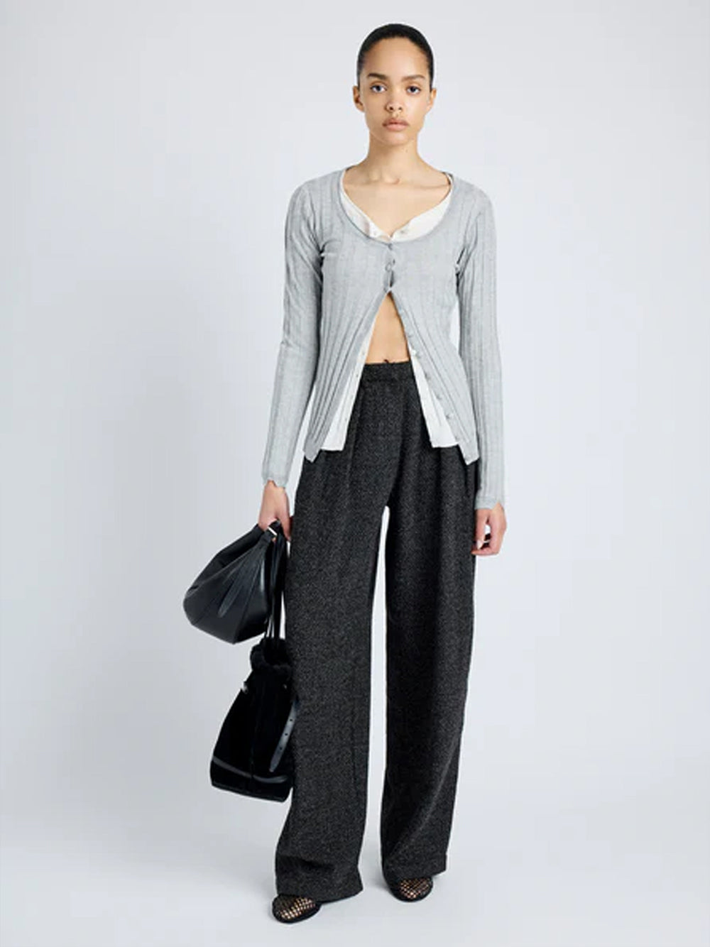 Eleanor Pant In Tweed Black/Alabaster