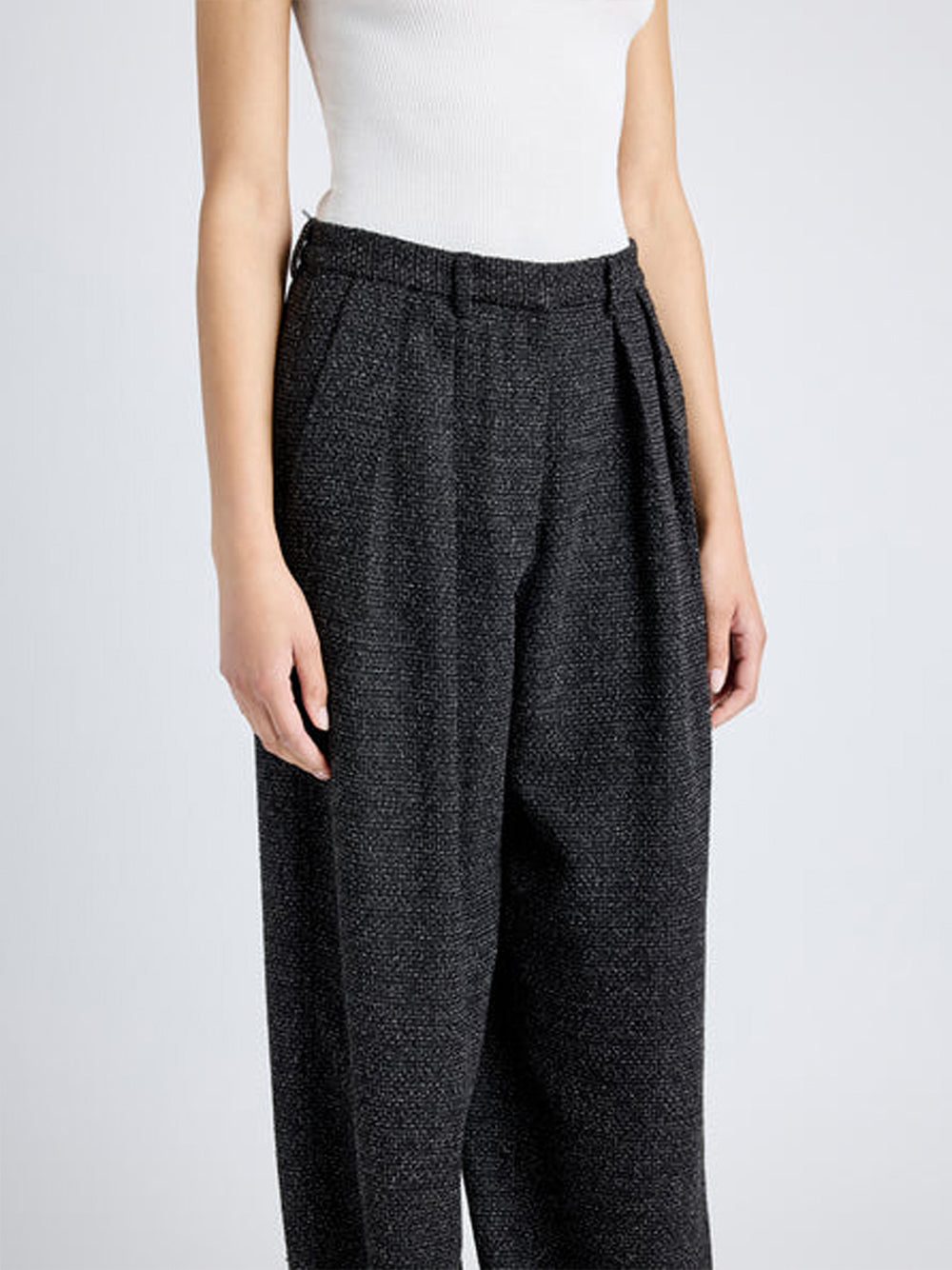 Eleanor Pant In Tweed Black/Alabaster