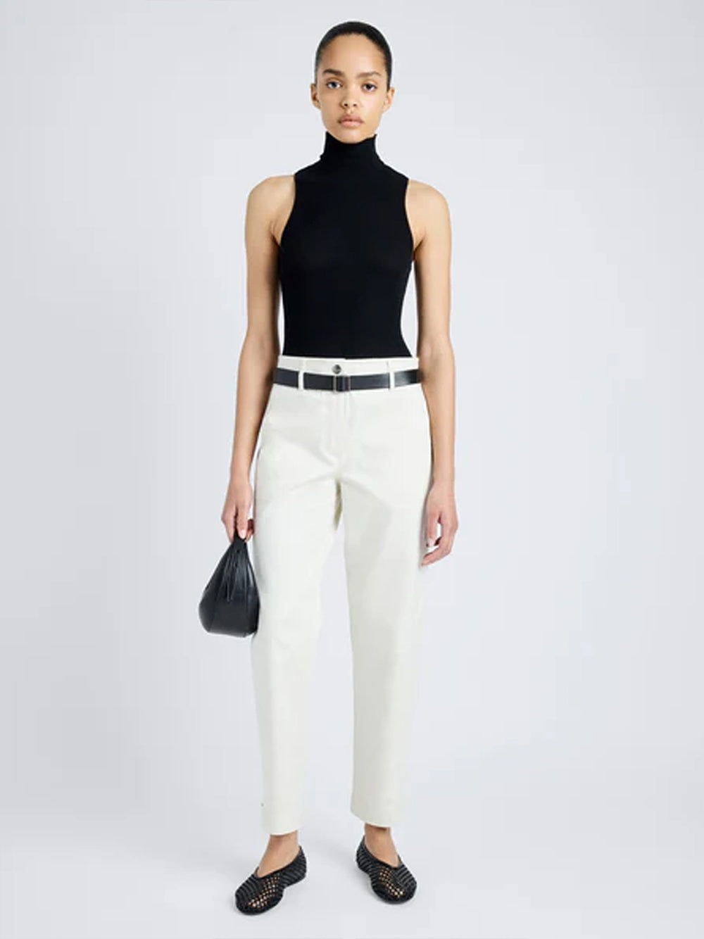 Cait Pant In Cotton Twill Alabaster