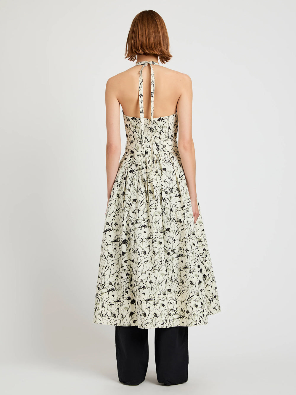 Ellison Dress in Printed Poplin (Light Butter/Black)