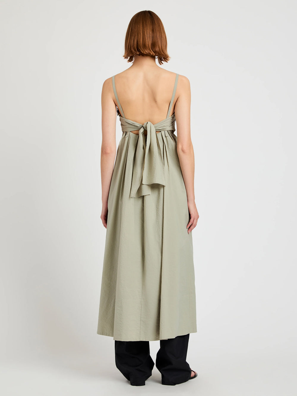 Claudine Dress In Tech Poplin (Sage)