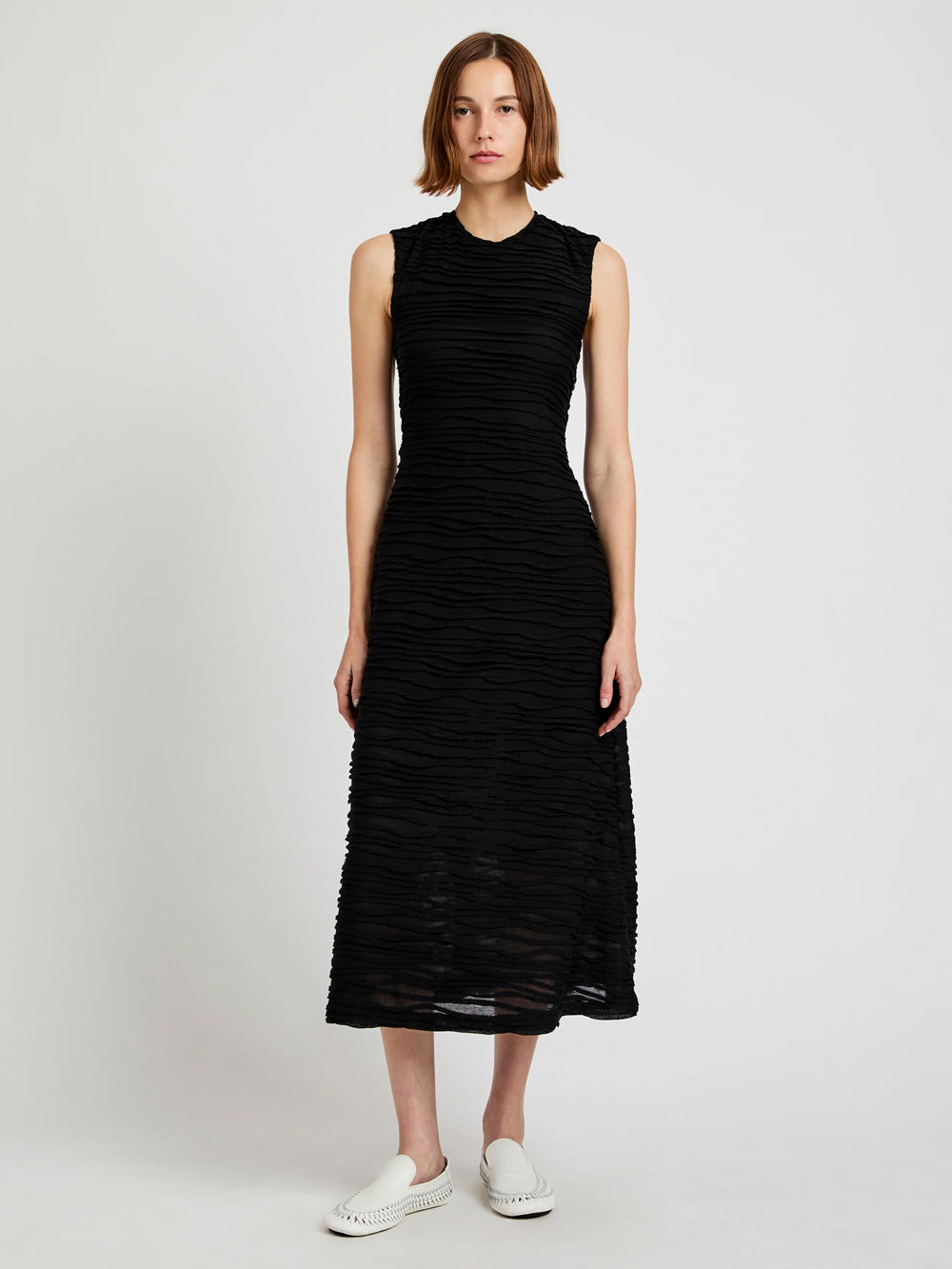Laura Dress In Textured Cotton (Black)