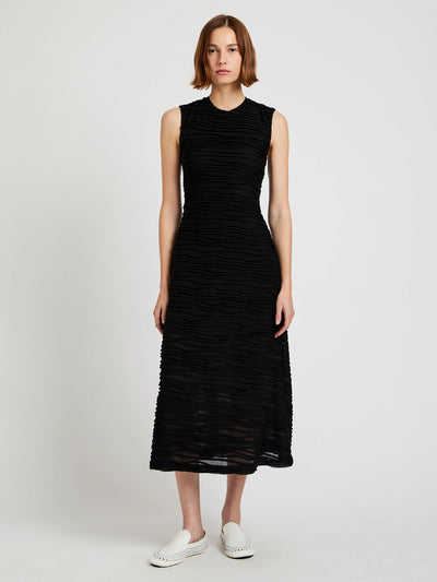Laura Dress In Textured Cotton (Black)