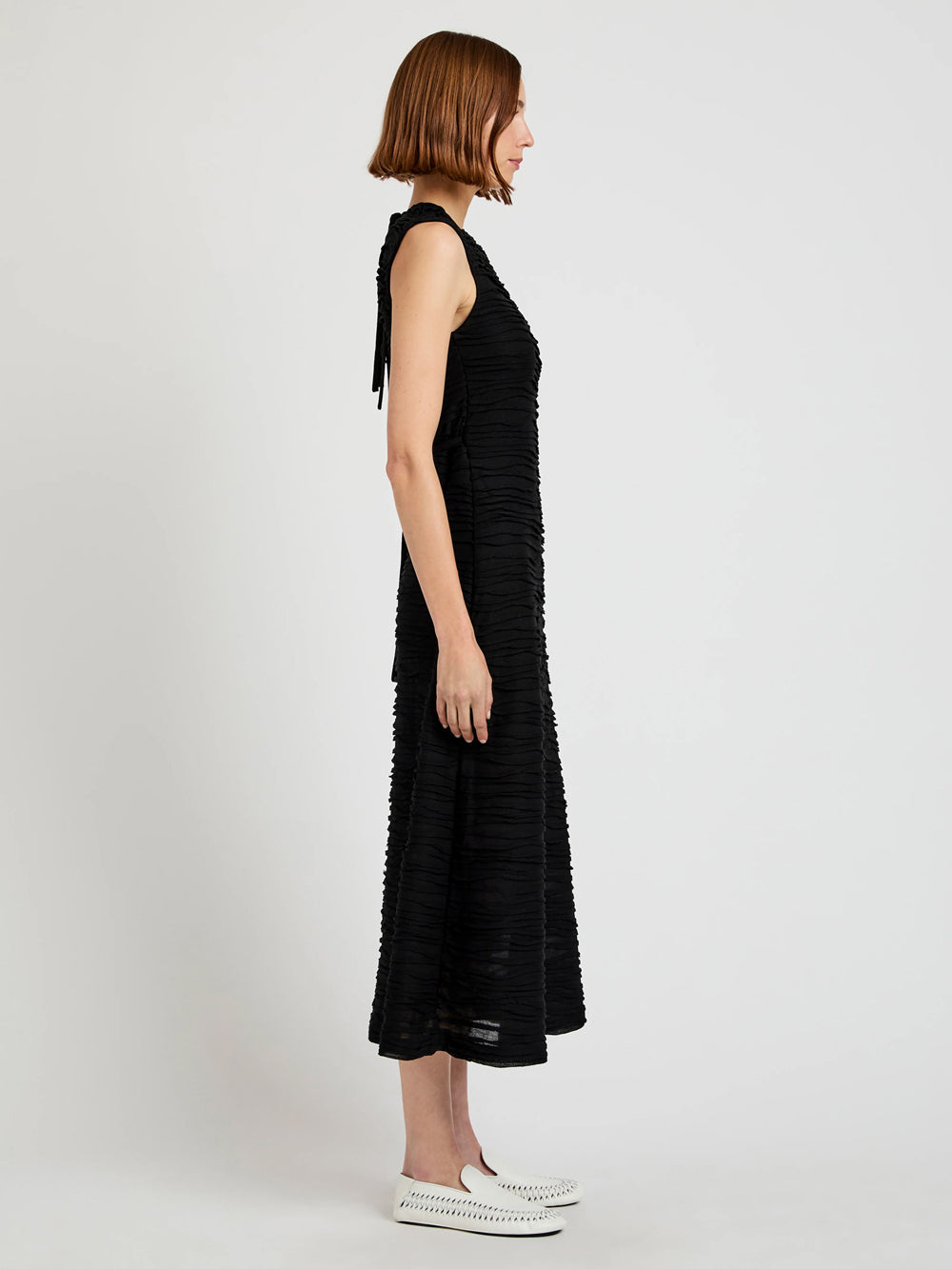 Laura Dress In Textured Cotton (Black)