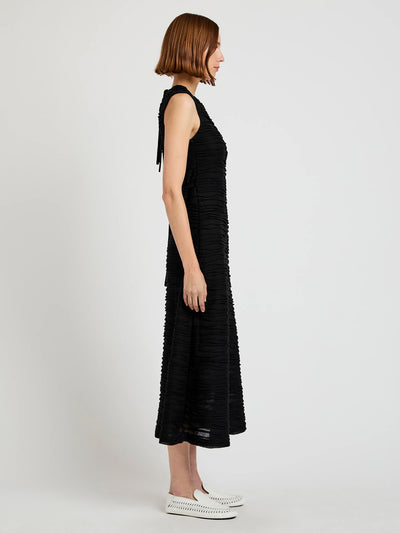 Laura Dress In Textured Cotton (Black)