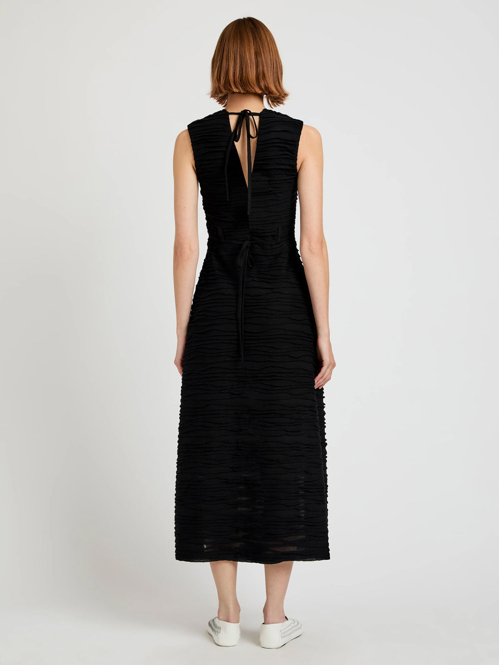 Laura Dress In Textured Cotton (Black)