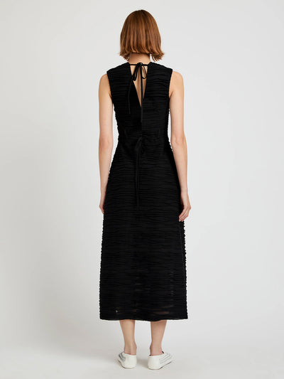 Laura Dress In Textured Cotton (Black)