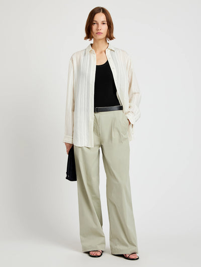 Raven Shirt In Woven Stripe Flou (Chalk/Black)