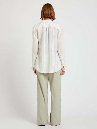 Raven Shirt In Woven Stripe Flou (Chalk/Black)