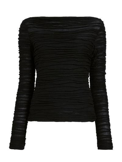 Paloma Top In Textured Cotton Black
