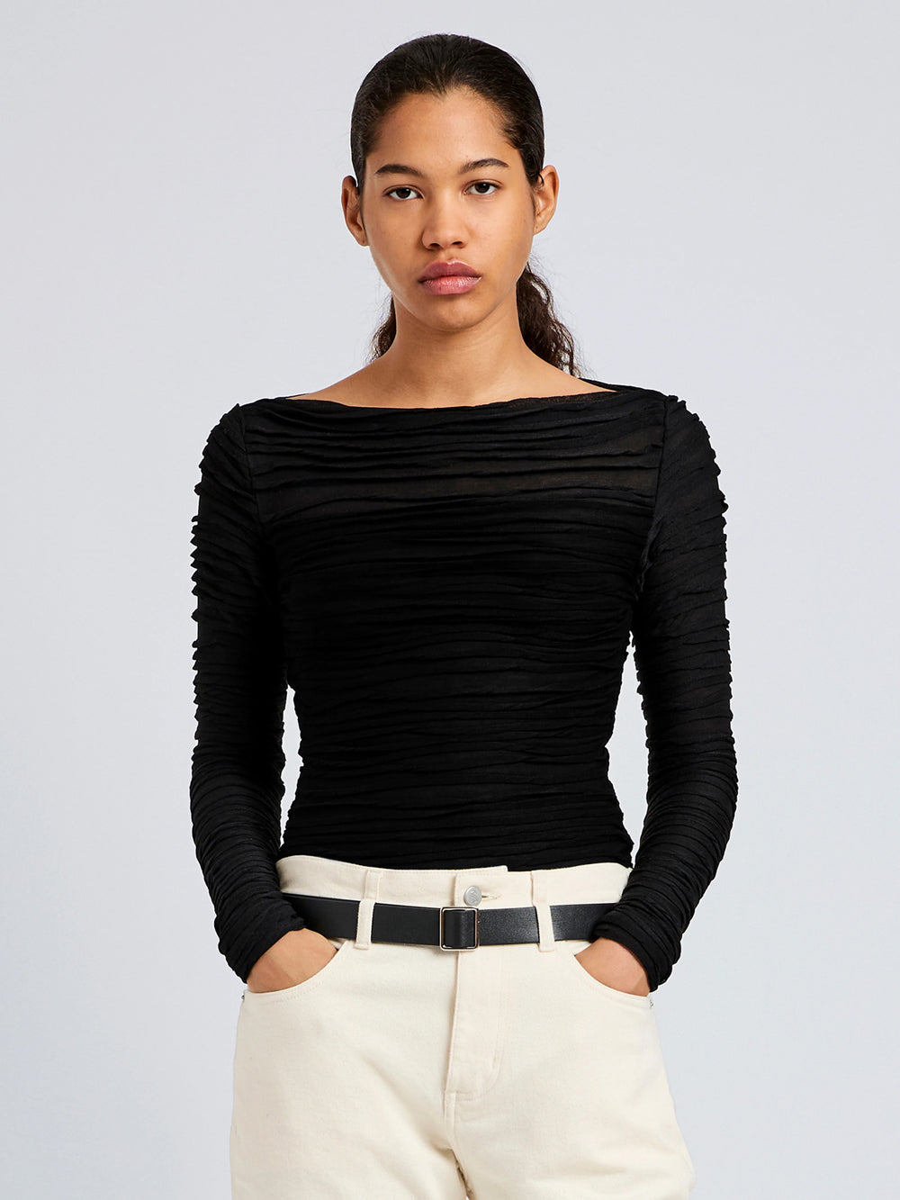 Paloma Top In Textured Cotton Black