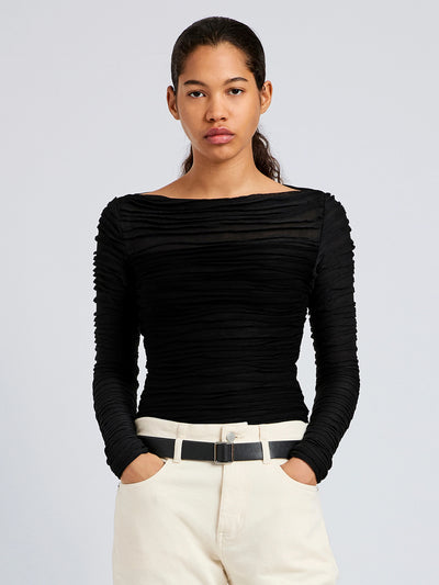 Paloma Top In Textured Cotton Black