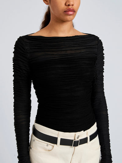 Paloma Top In Textured Cotton Black