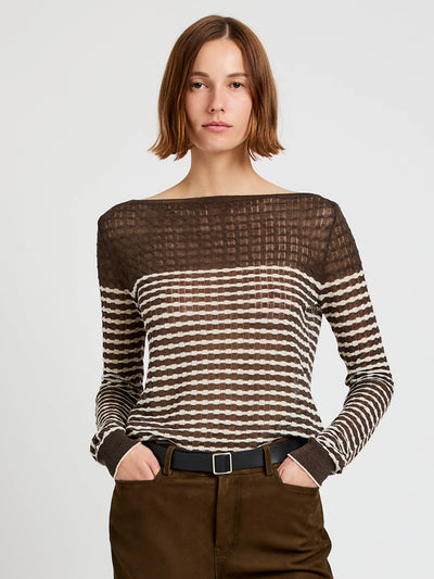 Britta Sweater In Breton Stripe (Wood/Chalk)