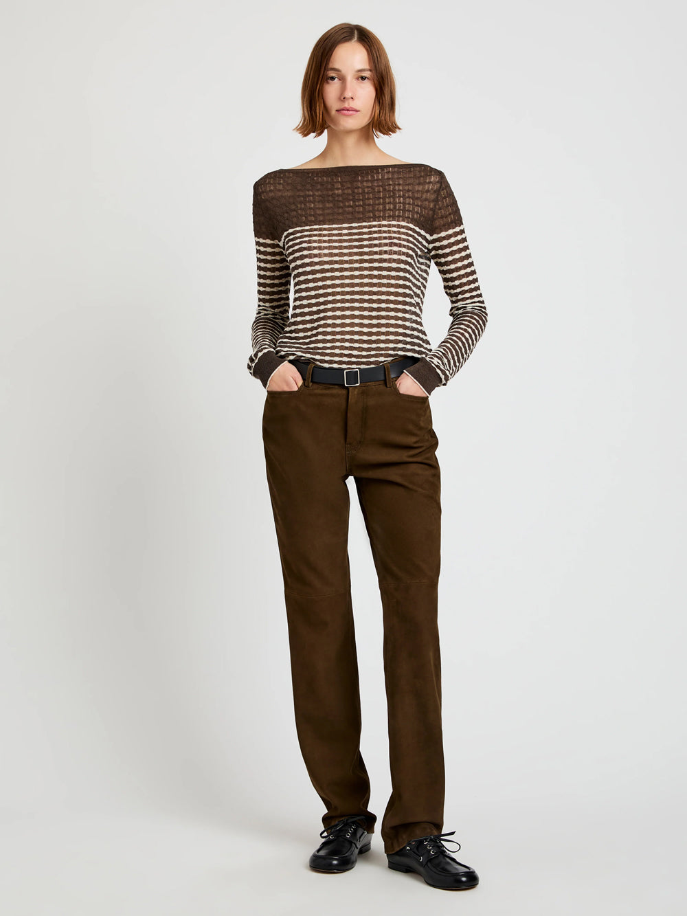 Britta Sweater In Breton Stripe (Wood/Chalk)