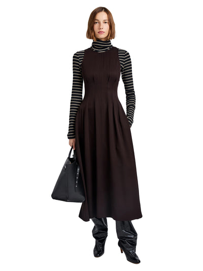 Bronwyn Dress In Merino Wool Twill Chocolate