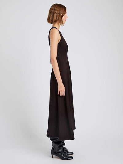Bronwyn Dress In Merino Wool Twill Chocolate