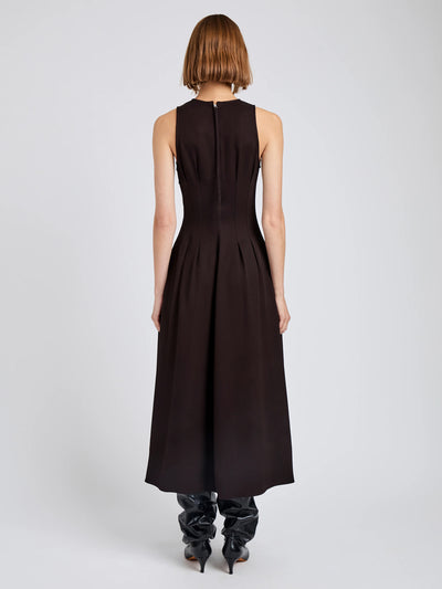 Bronwyn Dress In Merino Wool Twill Chocolate