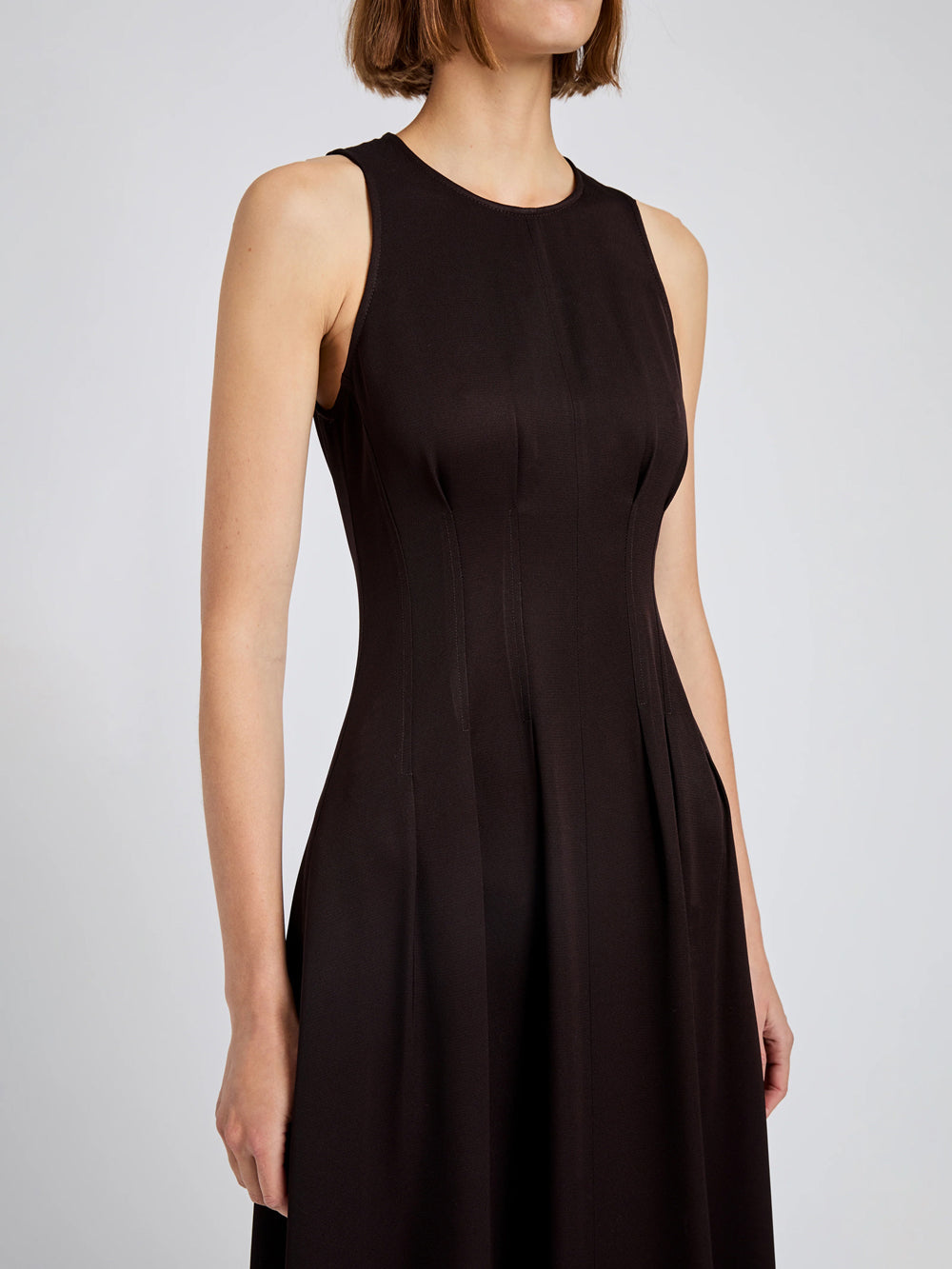 Bronwyn Dress In Merino Wool Twill Chocolate