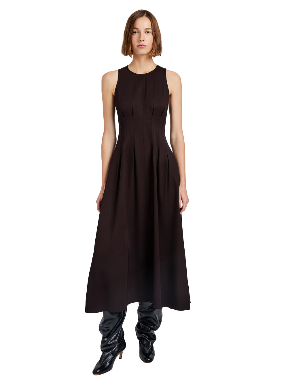 Bronwyn Dress In Merino Wool Twill Chocolate