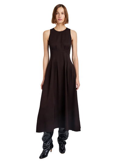 Bronwyn Dress In Merino Wool Twill Chocolate