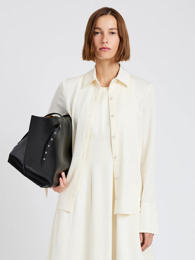 Maddi Shirt In Merino Wool Twill Bone