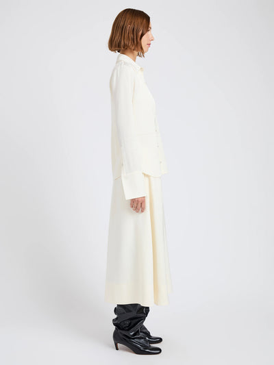 Maddi Shirt In Merino Wool Twill Bone