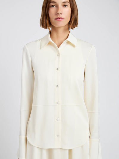 Maddi Shirt In Merino Wool Twill Bone