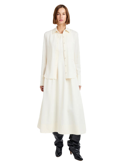 Maddi Shirt In Merino Wool Twill Bone