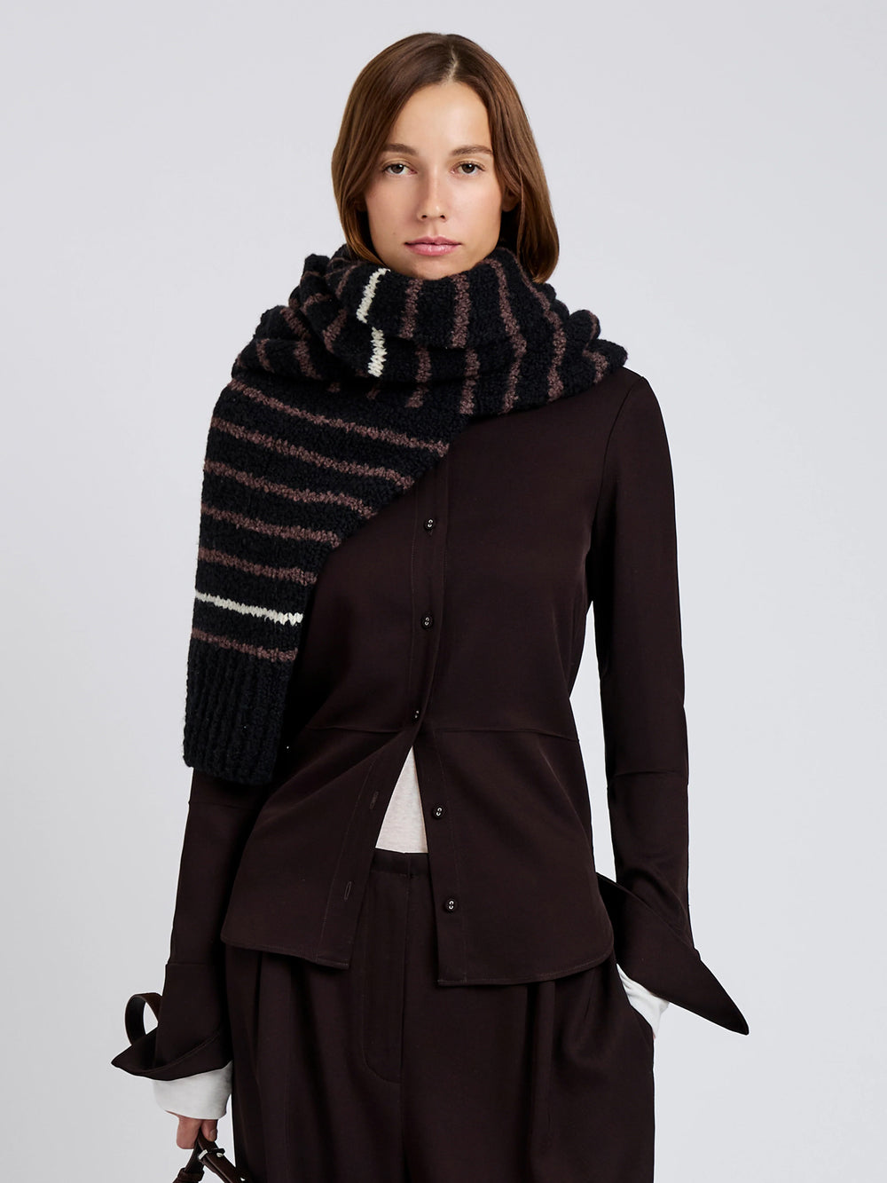 Maddi Shirt In Merino Wool Twill Chocolate
