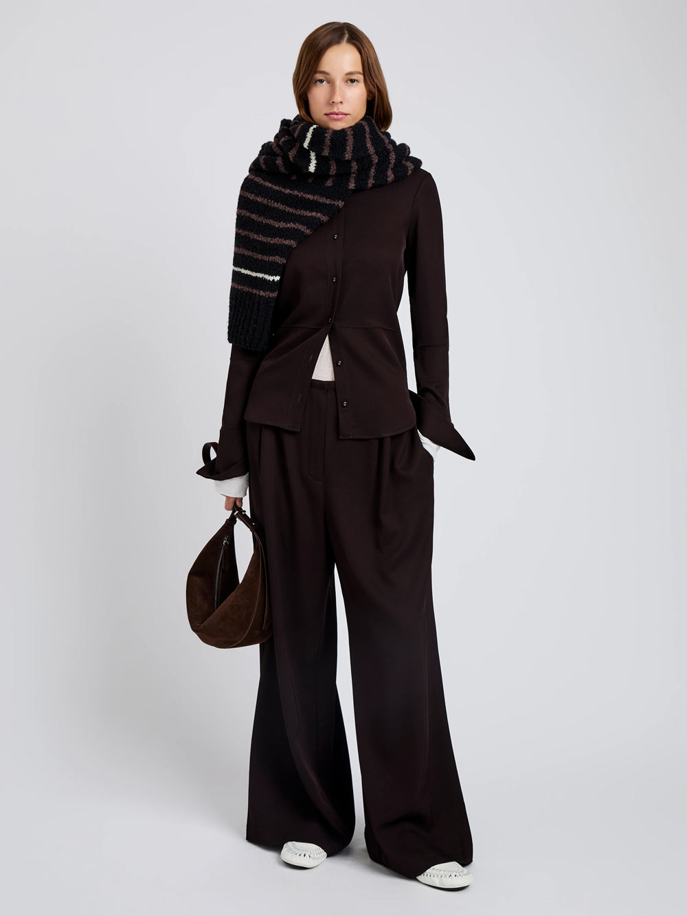 Maddi Shirt In Merino Wool Twill Chocolate